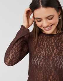 T-shirt manches longues en dentelle