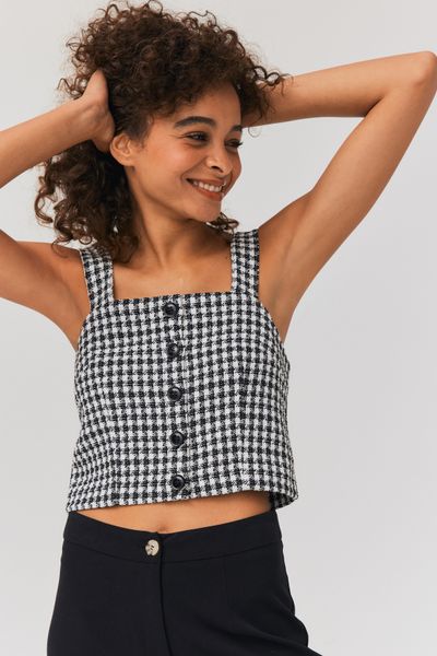 Top bustier en tweed