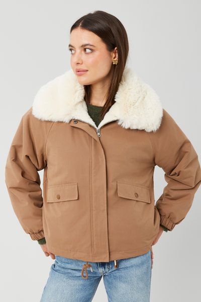 Blouson col mati&egrave;re duveteuse