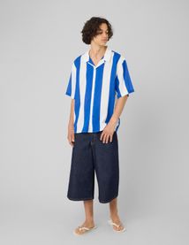 Chemise manches courtes ray&eacute;e viscose lin
