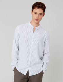Chemise rayée col mao
