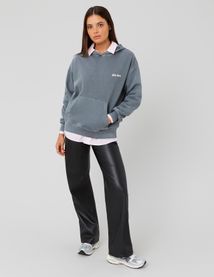 Sweat col capuche délavé imprimé devant/dos