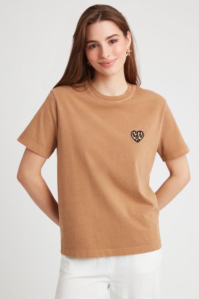 T-shirt broderie léopard