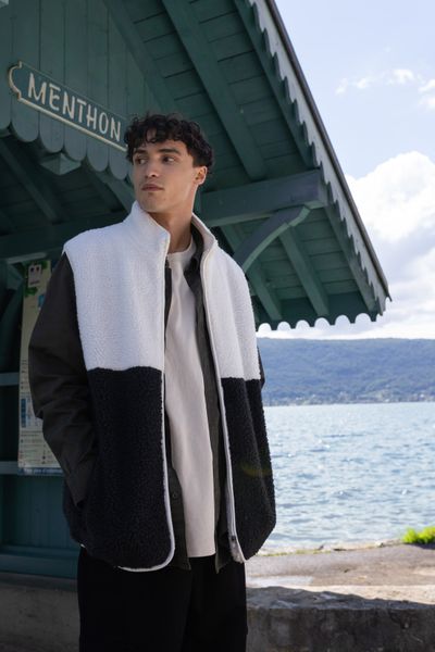 Veste sans manches sherpa colorblock