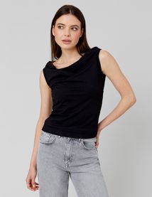 T-shirt à fronces col bardot