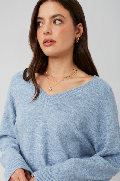 Pull col V pailleté
