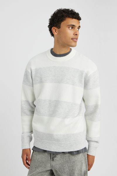 Pull col rond maxi rayures