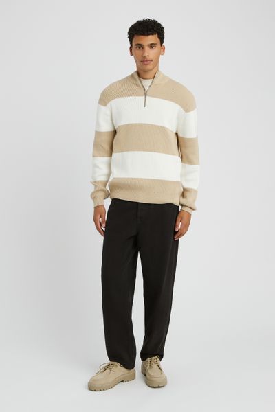 Pull ray&eacute; col montant zipp&eacute;