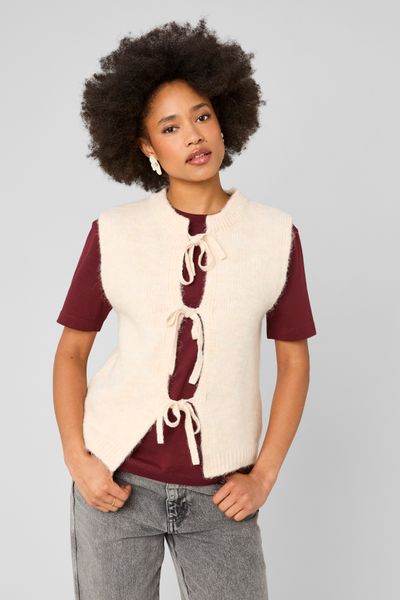 Gilet sans manches &agrave; noeuds