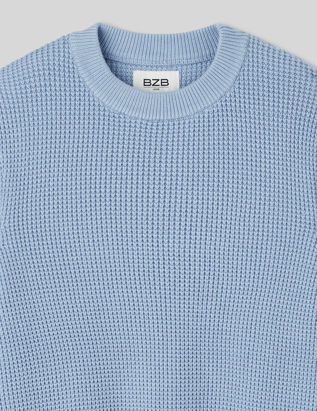 Pull col rond matière fantaisie