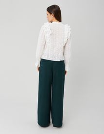Pantalon fluide ceinture asym&eacute;trique