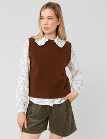 Pull sans manches bouclette