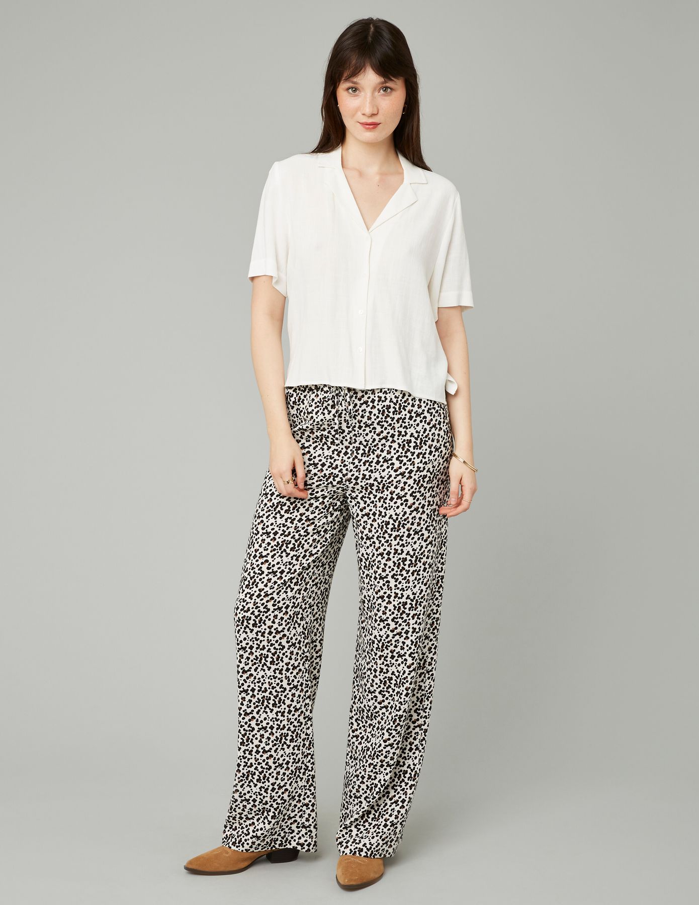 Pantalon fluide droit imprimé
