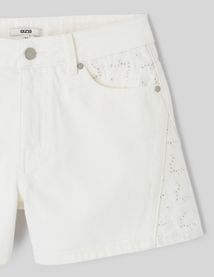 Short denim broderie anglaise