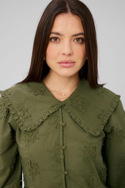 Chemise maxi col broderie 3D