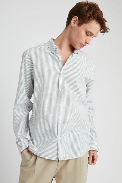 Chemise seersucker rayée