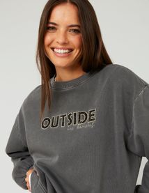 Sweat col rond broderie léopard