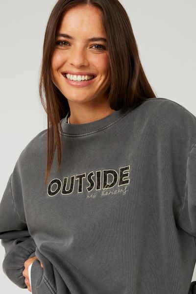 Sweat col rond broderie léopard