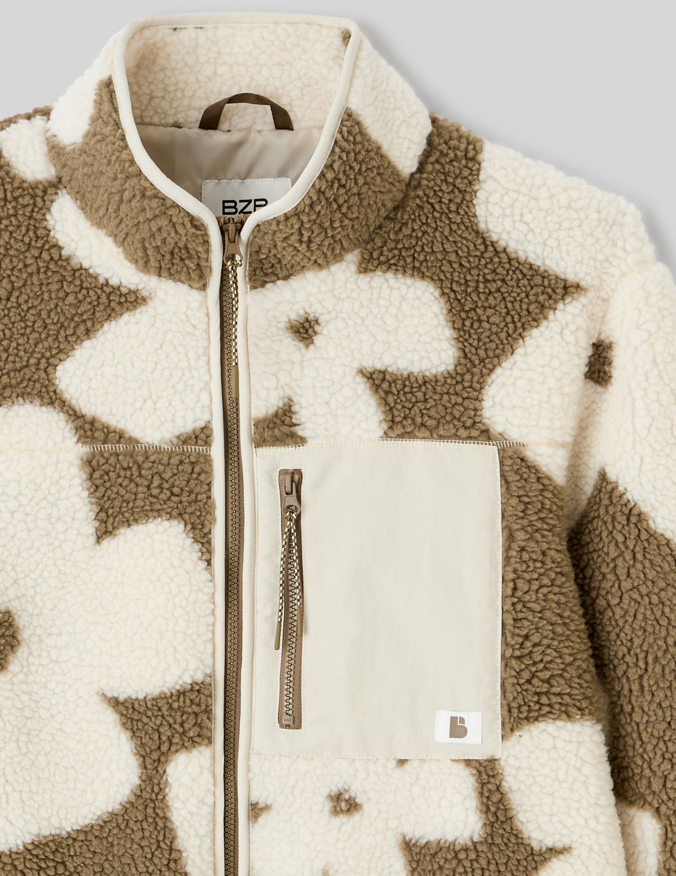 Veste sherpa zippée fleurs