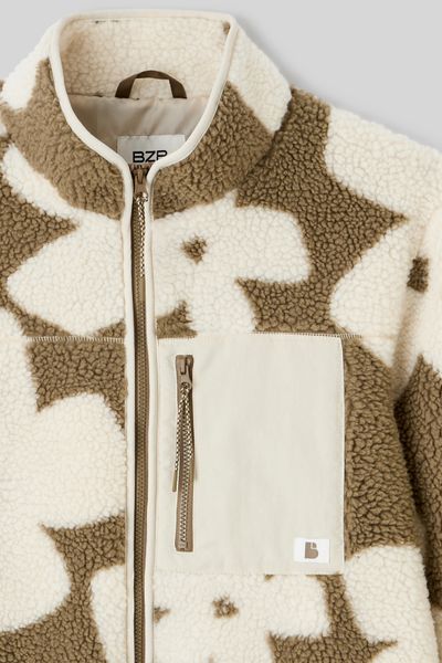 Veste sherpa zipp&eacute;e fleurs