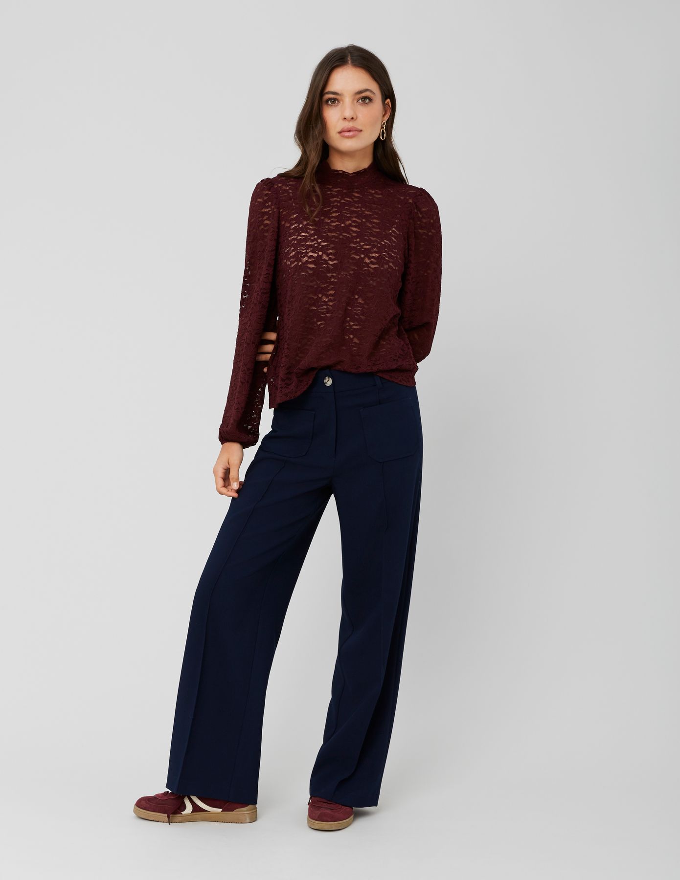 Pantalon tailleur poches plaquées