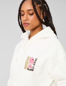 Sweat col capuche imprim&eacute; devant / dos