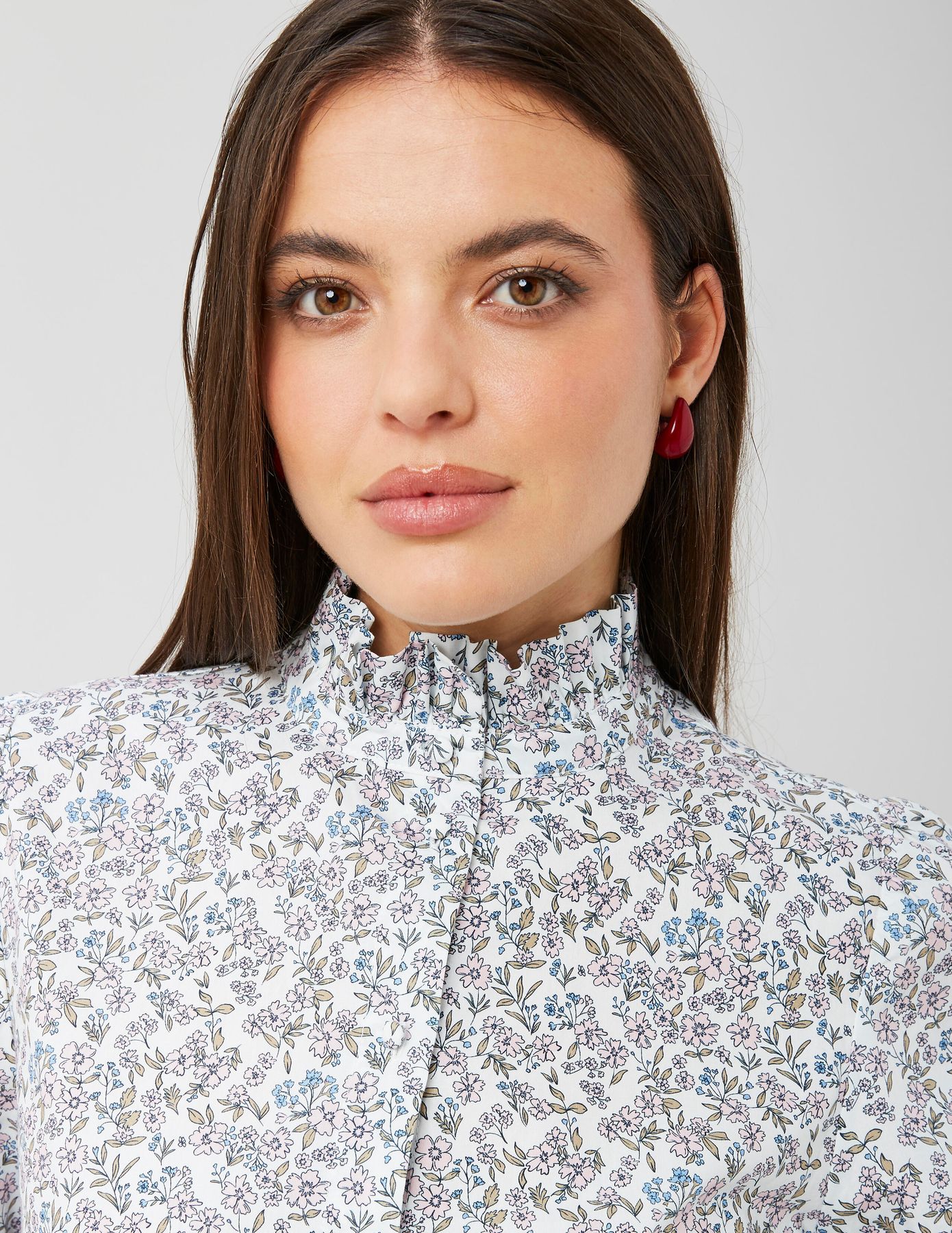 Chemise col montant imprimé floral