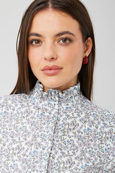 Chemise col montant imprimé floral