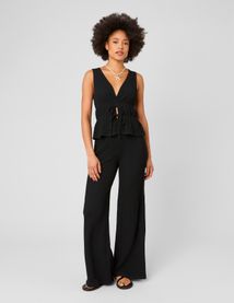 Pantalon fluide mati&egrave;re textur&eacute;e