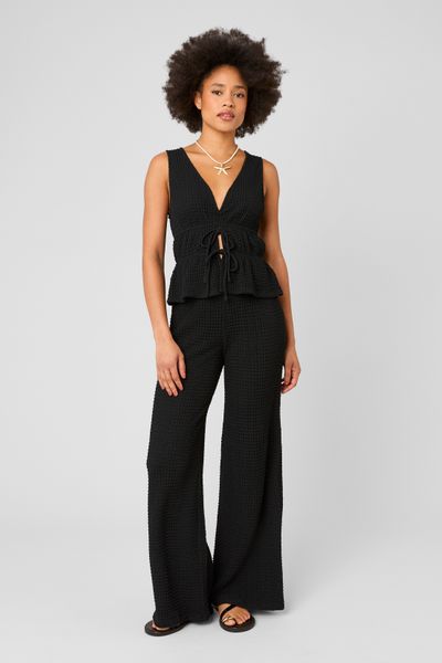 Pantalon fluide mati&egrave;re textur&eacute;e