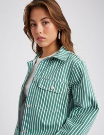 Veste en jean ray&eacute;e