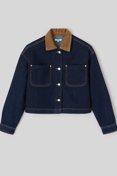 Veste en jean col velours