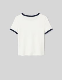 T-shirt imprim&eacute; &agrave; bords contrast&eacute;s