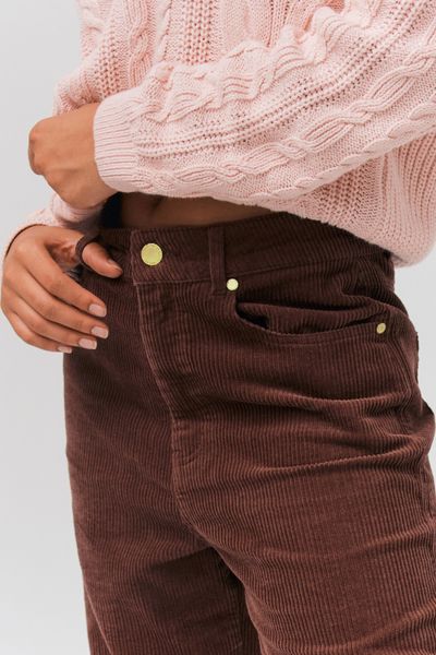 Pantalon velours straight long en coton iab