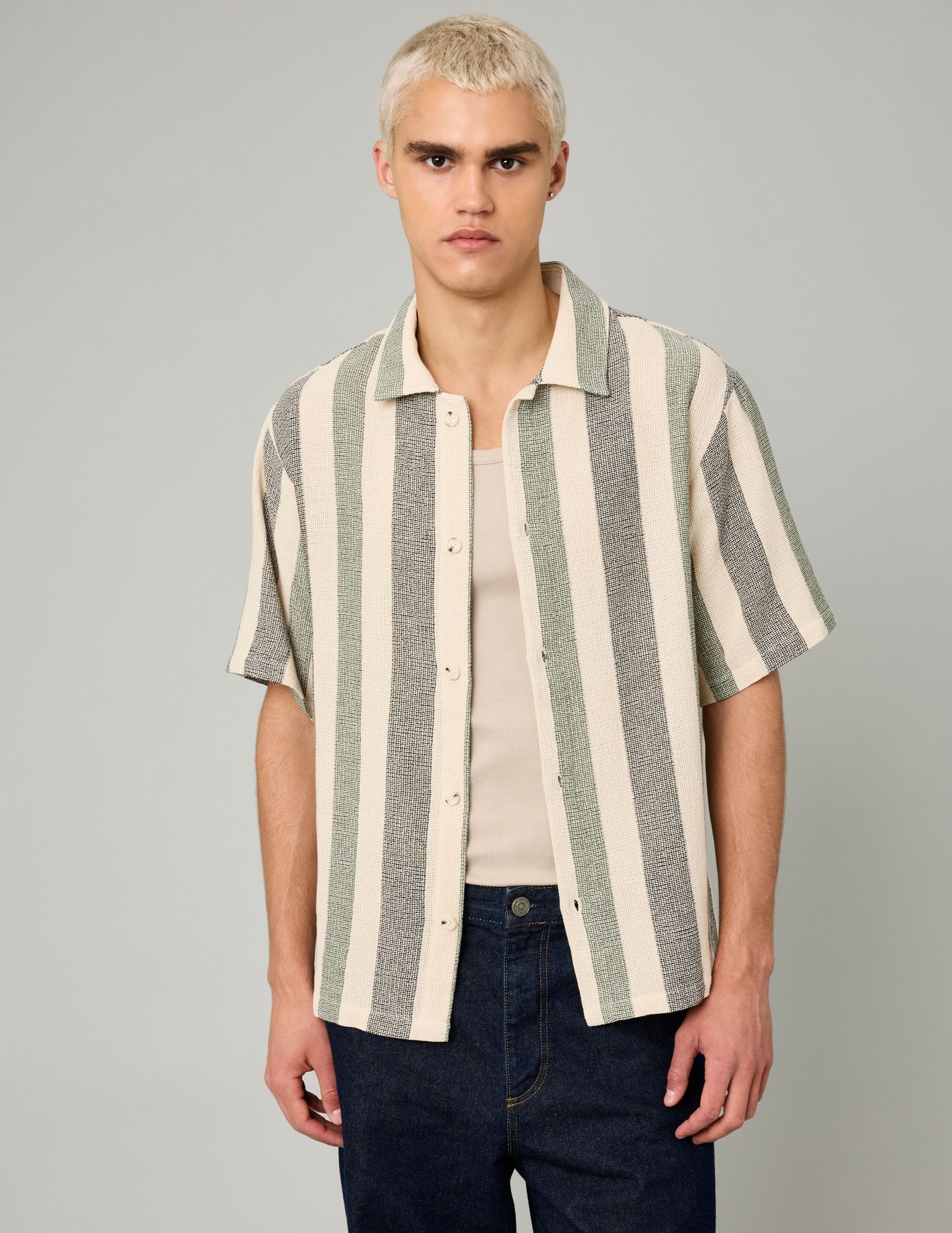 Chemise manches courtes rayée tricot