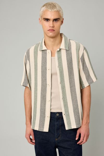 Chemise manches courtes rayée tricot