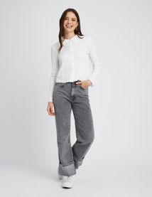 T-shirt col chemise boutonn&eacute;