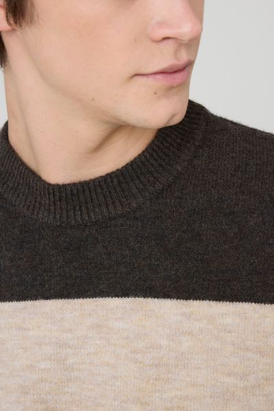 Pull col rond maxi rayures