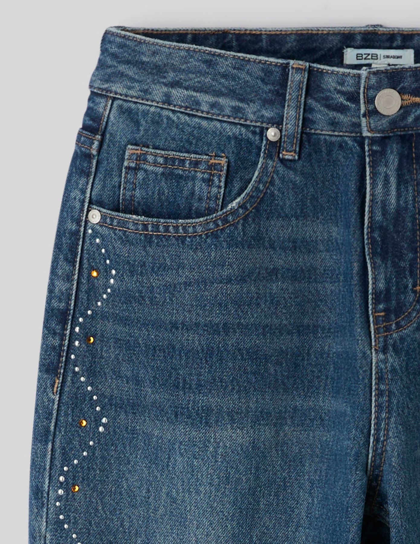 Jean straight strass