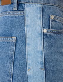 Jean loose &agrave; bandes bicolore