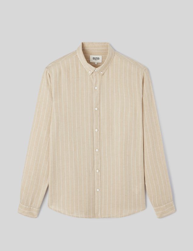 Chemise rayée droite en lin