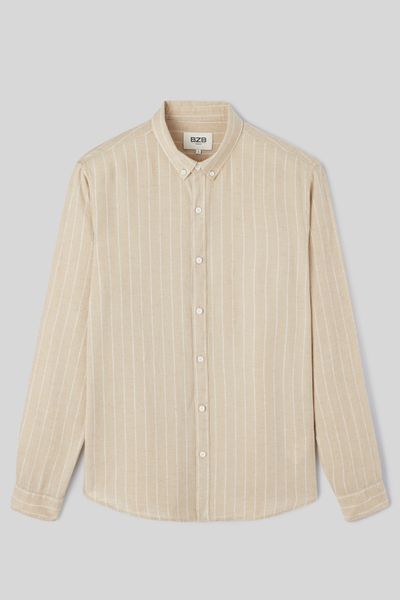 Chemise rayée droite en lin
