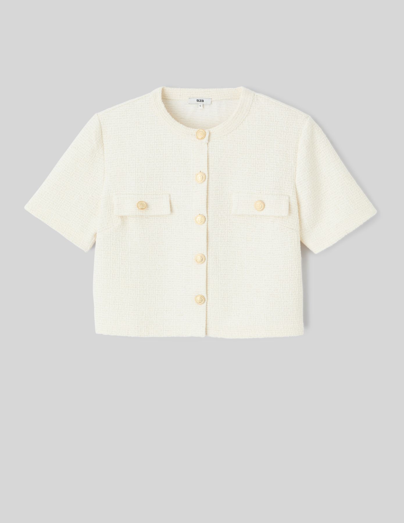 Top boutonn&eacute; en tweed