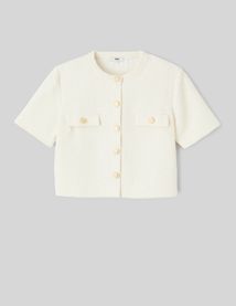 Top boutonn&eacute; en tweed