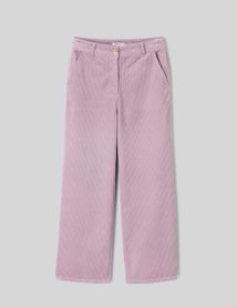 Pantalon wide leg velours cropped