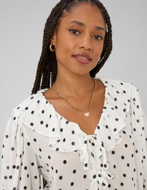Blouse &agrave; volants motif pois