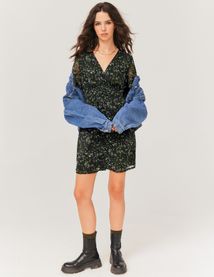Robe courte imprimée en polyester recyclé