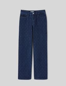 Jean straight &agrave; strass