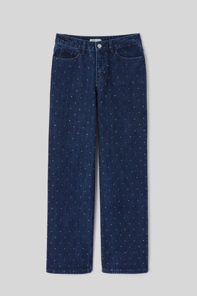 Jean straight &agrave; strass