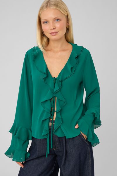 Blouse volant&eacute;e manches longues